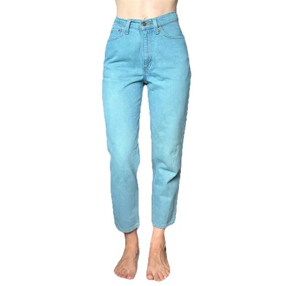 VTG Levi Strauss Womens Bright Blue Denim Jeans 512 Slim Fit Tapered USA 5 Short - Picture 7 of 7